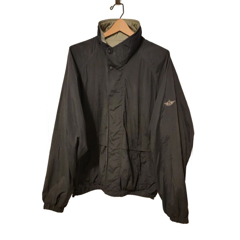 Dockers Golf Windbreaker Jacket Men's Large Green/Black Lined Outdoor Sports